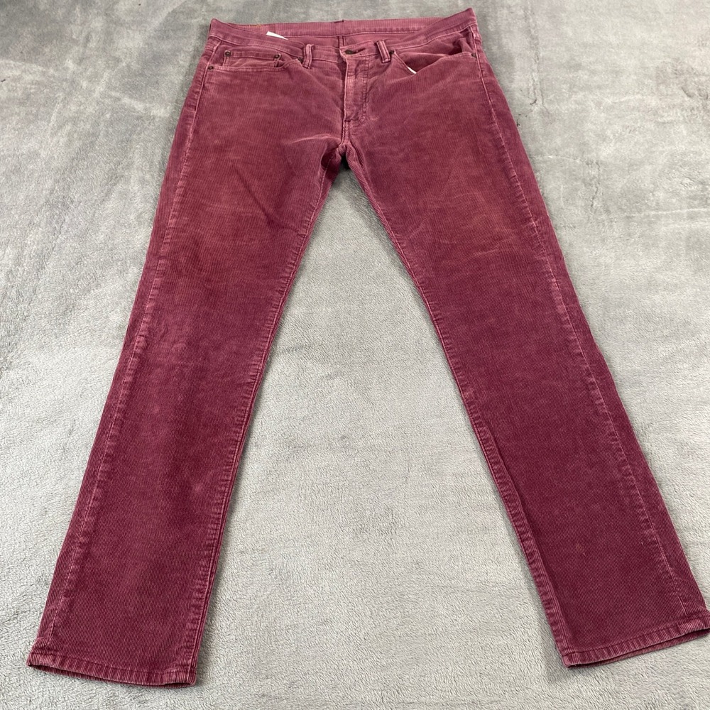 Levis 511 Corduroy Pants Mens 34x32 Burgundy Slim Fit Maroon Stretch Cords